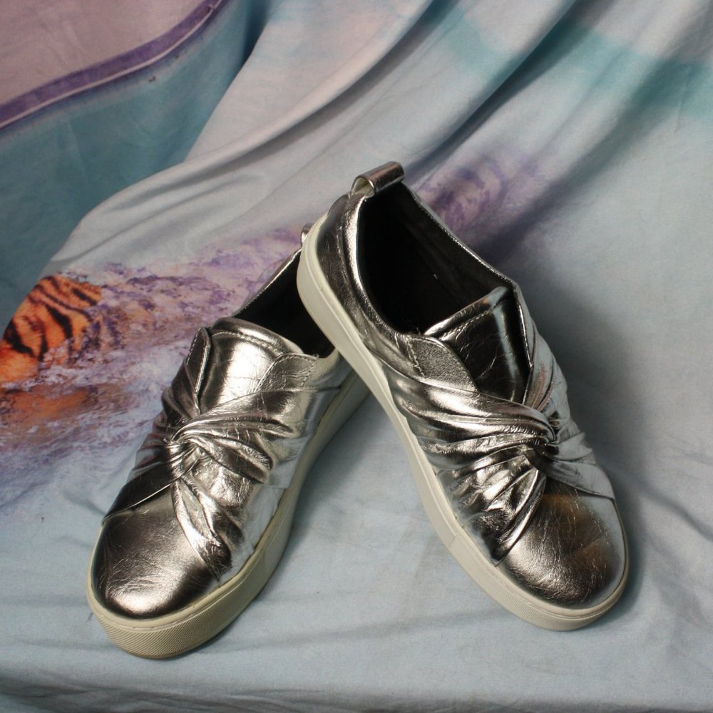 Rebecca Minkoff Silver Metallic Slip On Platform Sneakers 🌵6M